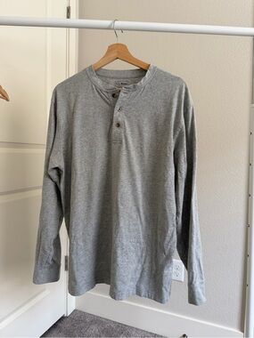 L.L. Bean Gray Long-Sleeve Henley Shirt